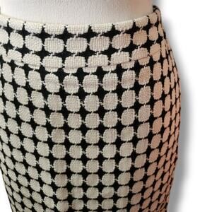 Pim + Larkin Woven Tweed Pencil Skirt Black and White Mod Woven Wool Blend